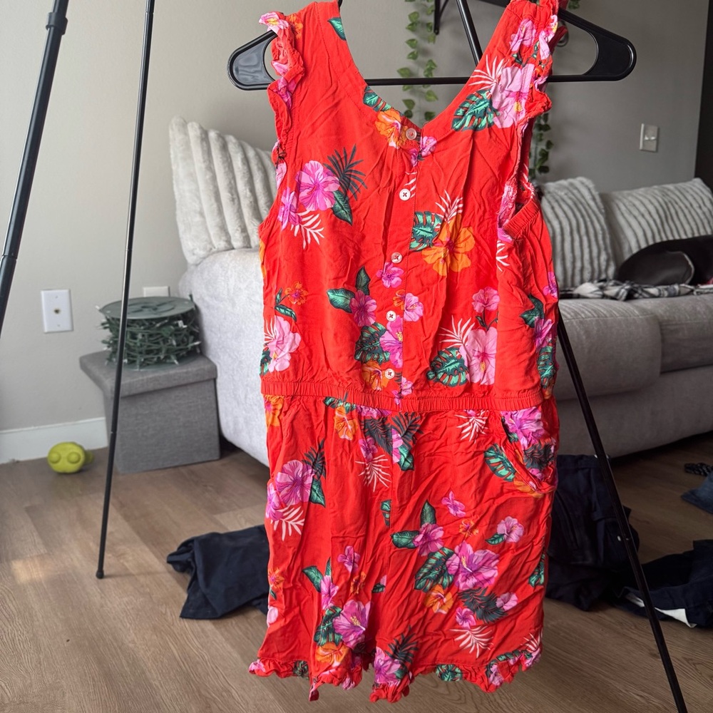 Orange floral romper